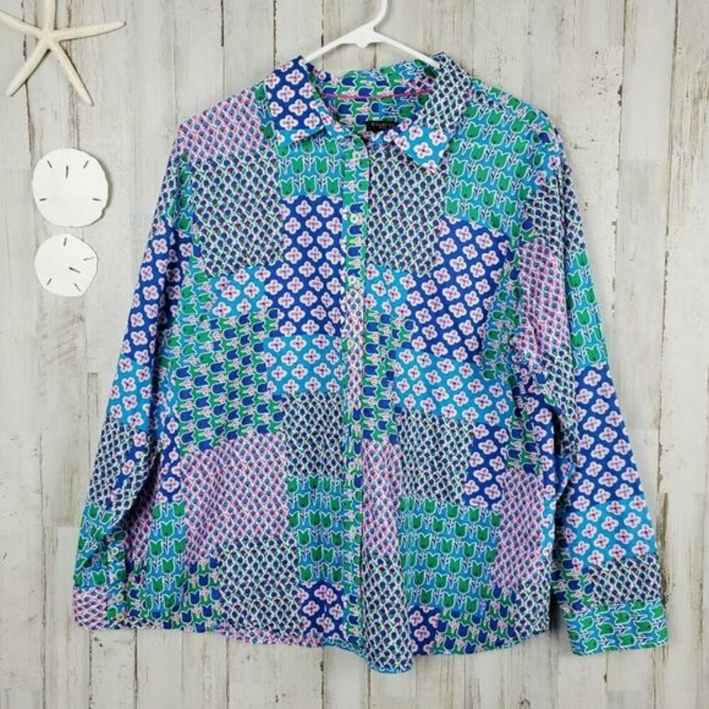 Talbots Floral Button Down Shirt Size XLp